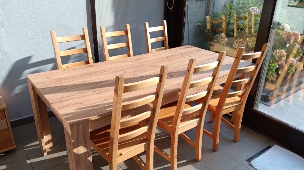 Houten eettafel, Ophalen, 50 tot 100 cm, Zo goed als nieuw, Vijf personen of meer