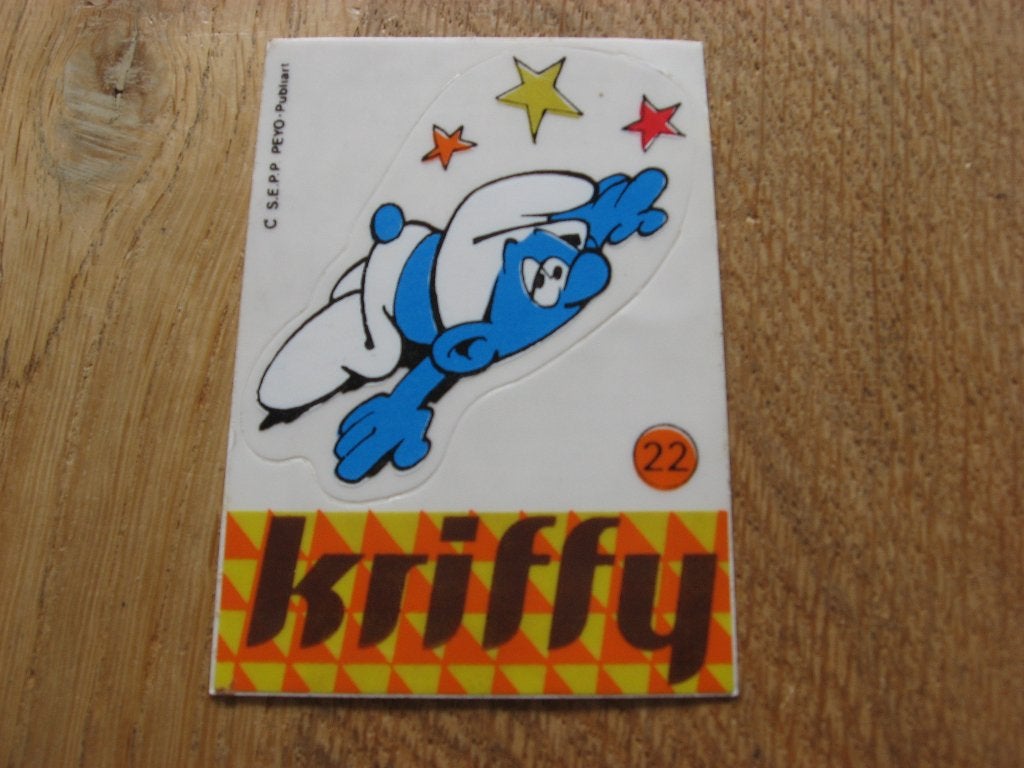 Smurfen Kriffy Peyo Nr 22 Sticker, Ophalen of Verzenden, Nieuw, Strip of Tekenfilm