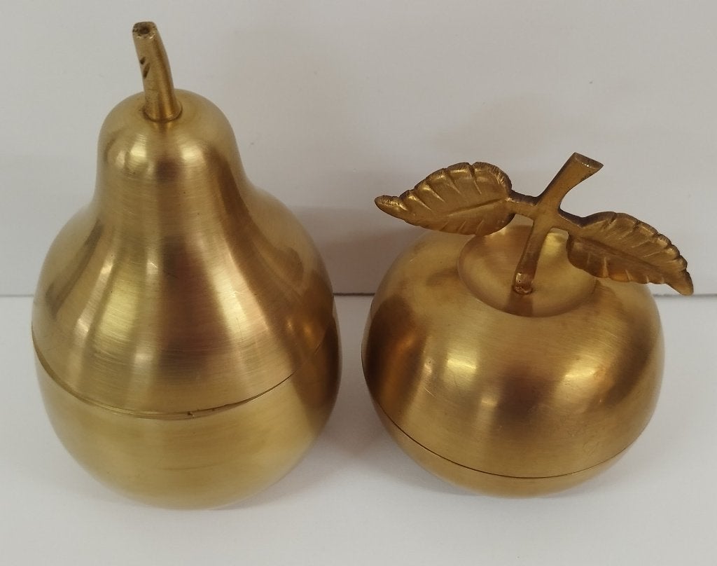Set decoratieve koperen appel en peer–vintage fruitdecoratie, Enlèvement ou Envoi, Cuivre