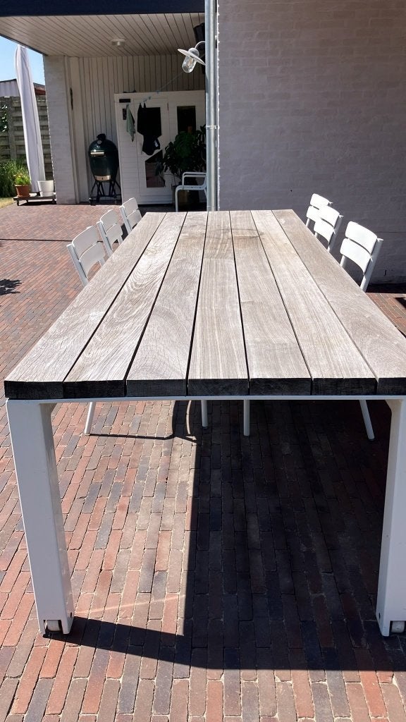 Grote tuintafel, Tuin en Terras, Tuintafels, Ophalen, Gebruikt, Rechthoekig, Hout
