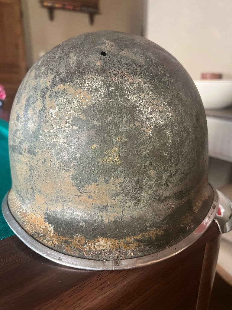 Casque US original WW2 avec marquage 6th Genie Omaha Beach, Verzamelen, Ophalen of Verzenden