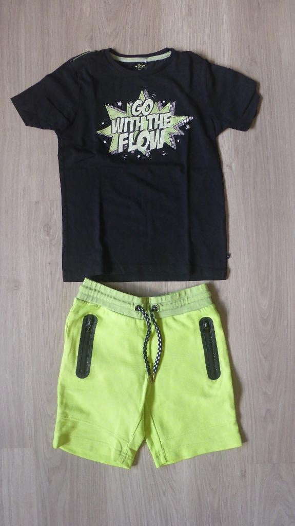 Fluo geel short en zwart t-shirt JBC 140, Kinderen en Baby's, Kinderkleding | Maat 140, Gebruikt, JBC, Ophalen of Verzenden, Setje