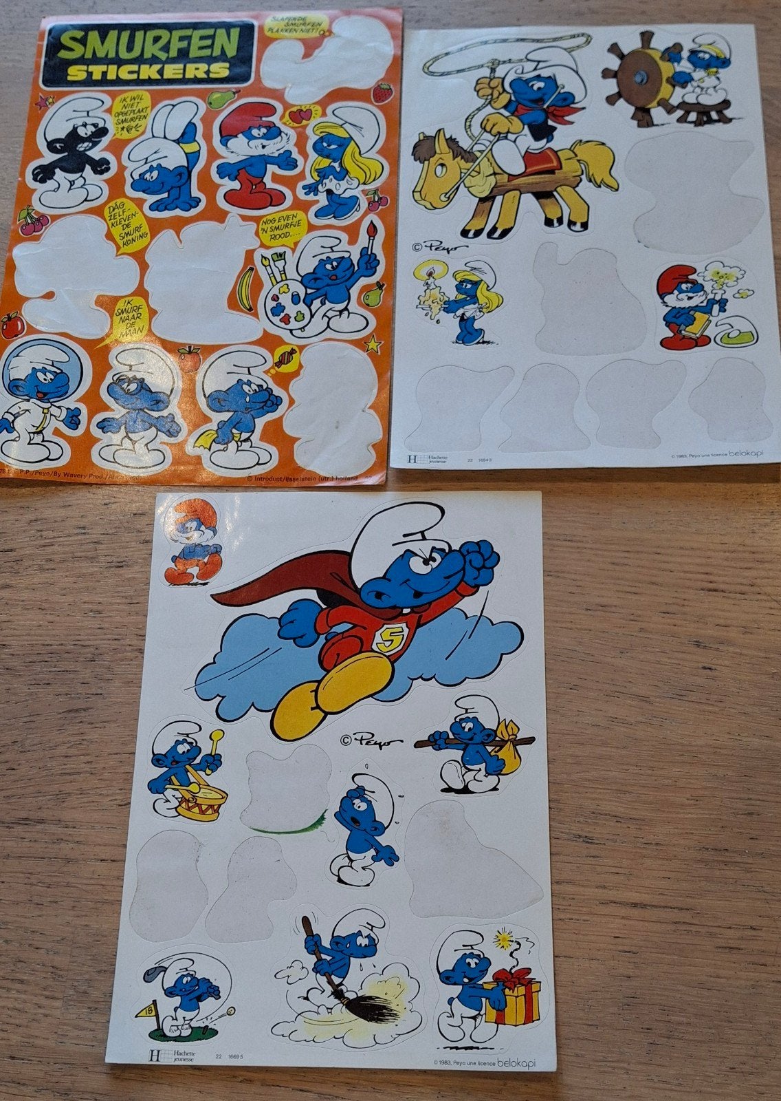 Feuilles incomplètes de mini-autocollants Schtroumpfs, Collections, Enlèvement ou Envoi, Comme neuf, Bande dessinée ou Dessin animé