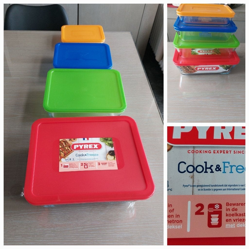 4 Pyrex ovenschalen met deksel SPLINTERNIEUW, Ophalen, Nieuw