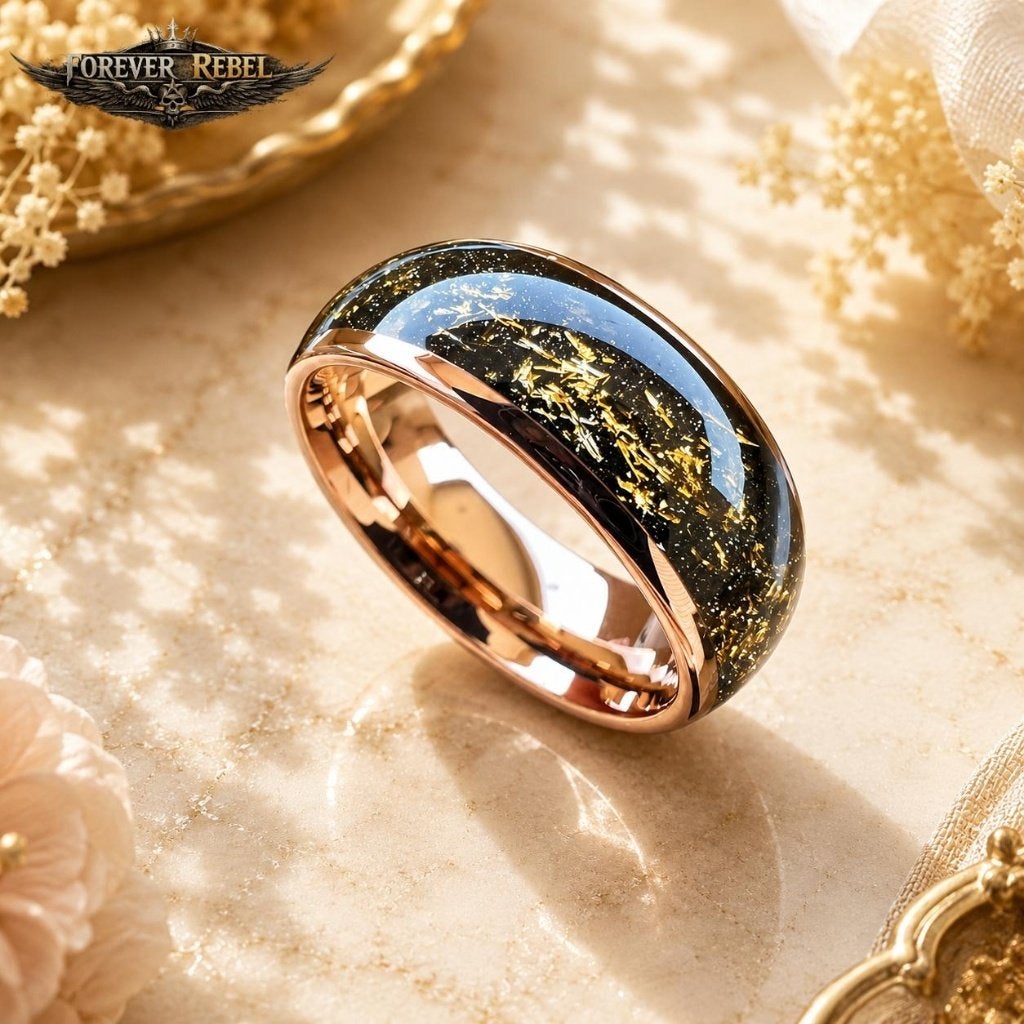 Trouwringen Wolfraam - Aureon Noir Goud/Zilver Diverse Maten, Handtassen en Accessoires, Ringen, Overige materialen, Verzenden