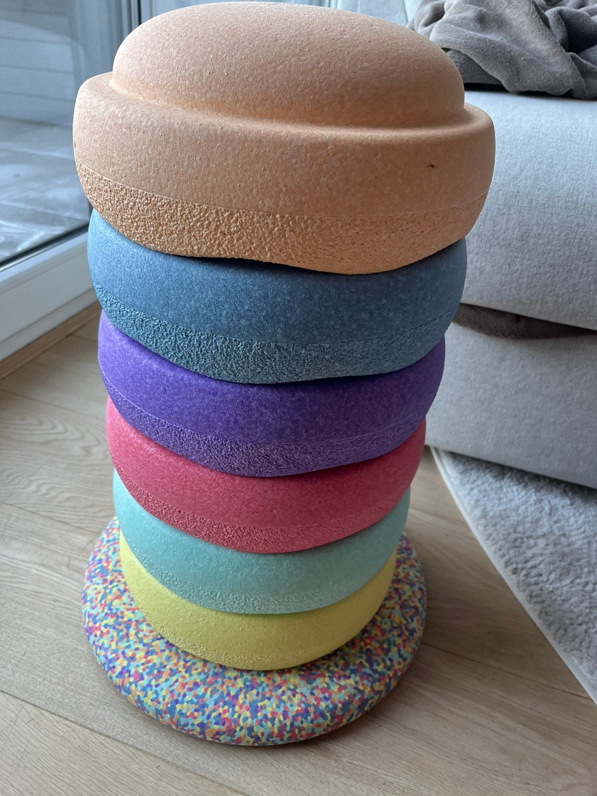 Stapelstein pastel 6 stenen en balance board, Kinderen en Baby's, Ophalen, Zo goed als nieuw
