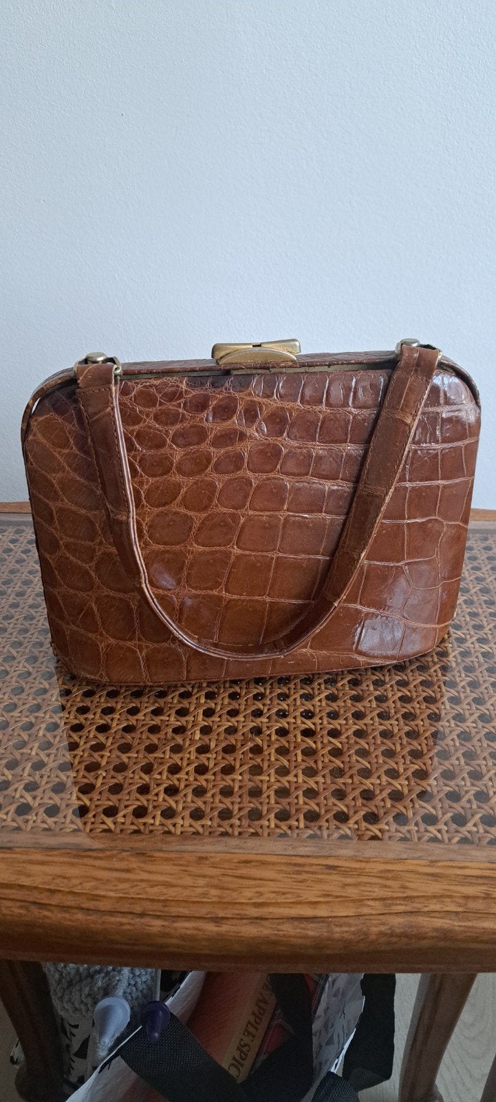 Prachtige Vintage Handtas – Echt Krokodillenleer, Ophalen, Handtas