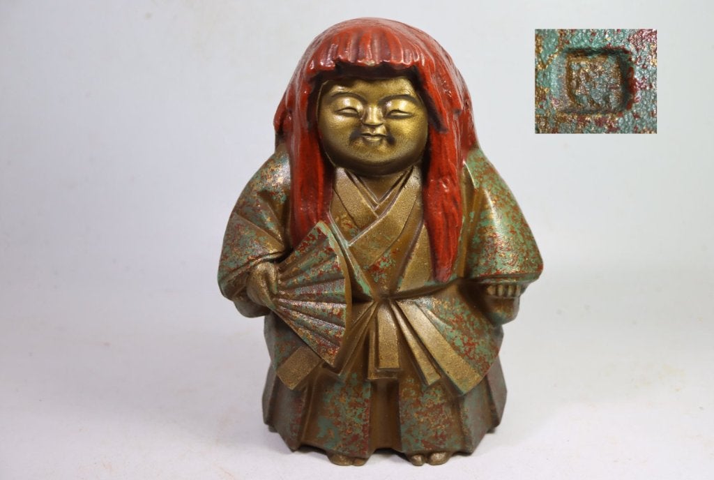 Okimono - Gietijzer - Red-haired character "Renjishi" Kabuki, Ophalen of Verzenden