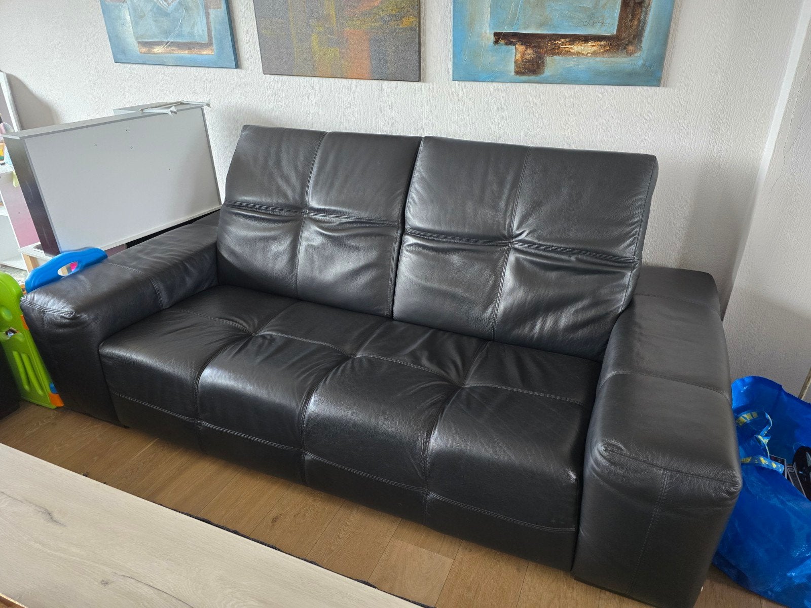 Natuzzi leren sofa zwart, Huis en Inrichting, Zetels | Zetels, Ophalen