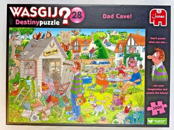 Jumbo Wasgij Destiny 28 De Mancave van pa puzzel 1000 St., Verzenden, 500 t/m 1500 stukjes, Zo goed als nieuw, Legpuzzel