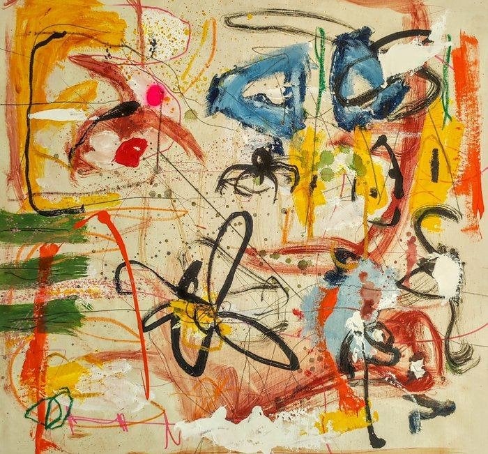 Schilderij - Alfonso Sánchez - Cuerpos estelares I, Antiek en Kunst, Kunst | Schilderijen | Abstract, Ophalen of Verzenden