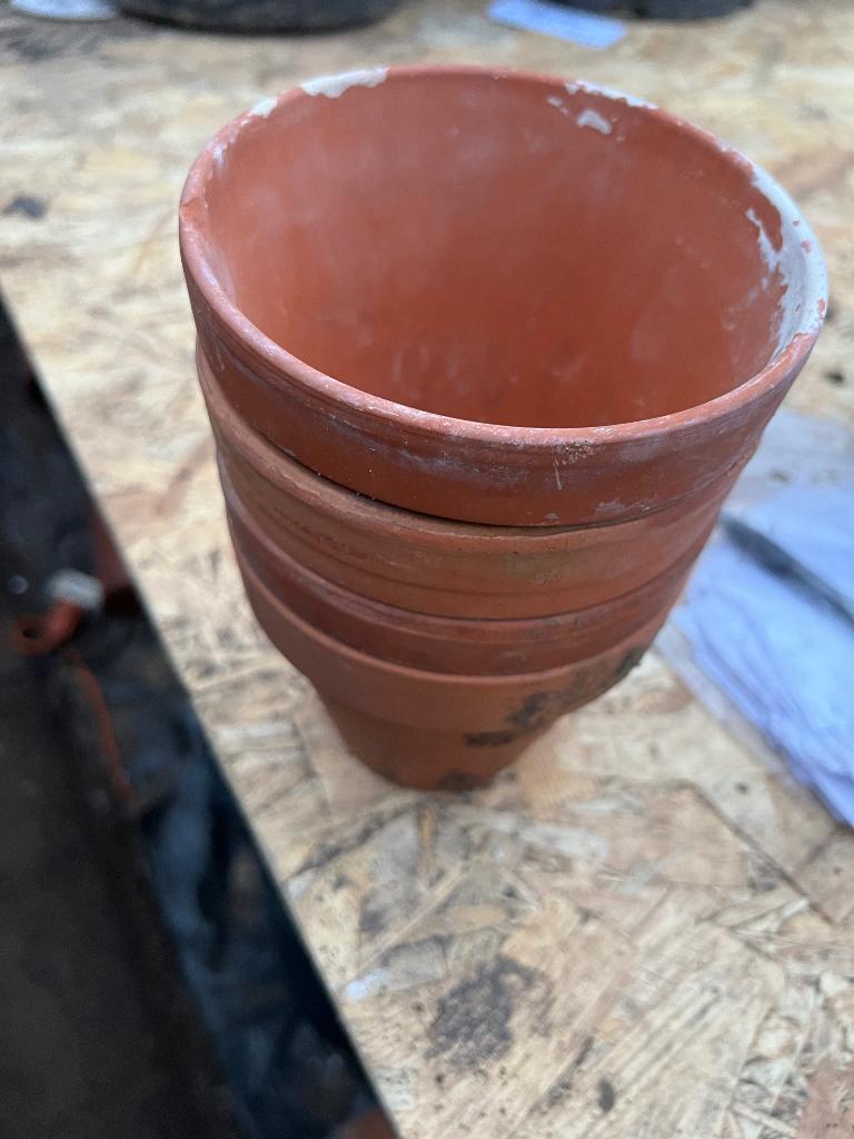 terracotta bloempotten 13 - 13,5 cm, Tuin en Terras, Ophalen, Rond, Zo goed als nieuw, Balkon