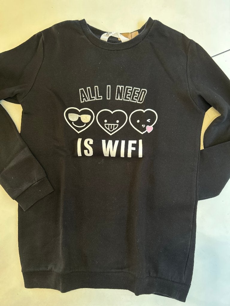 Zwarte SWEATER met tekst - maat 146/152 - merk H&M, Ophalen of Verzenden, Zo goed als nieuw, H&M, Meisje