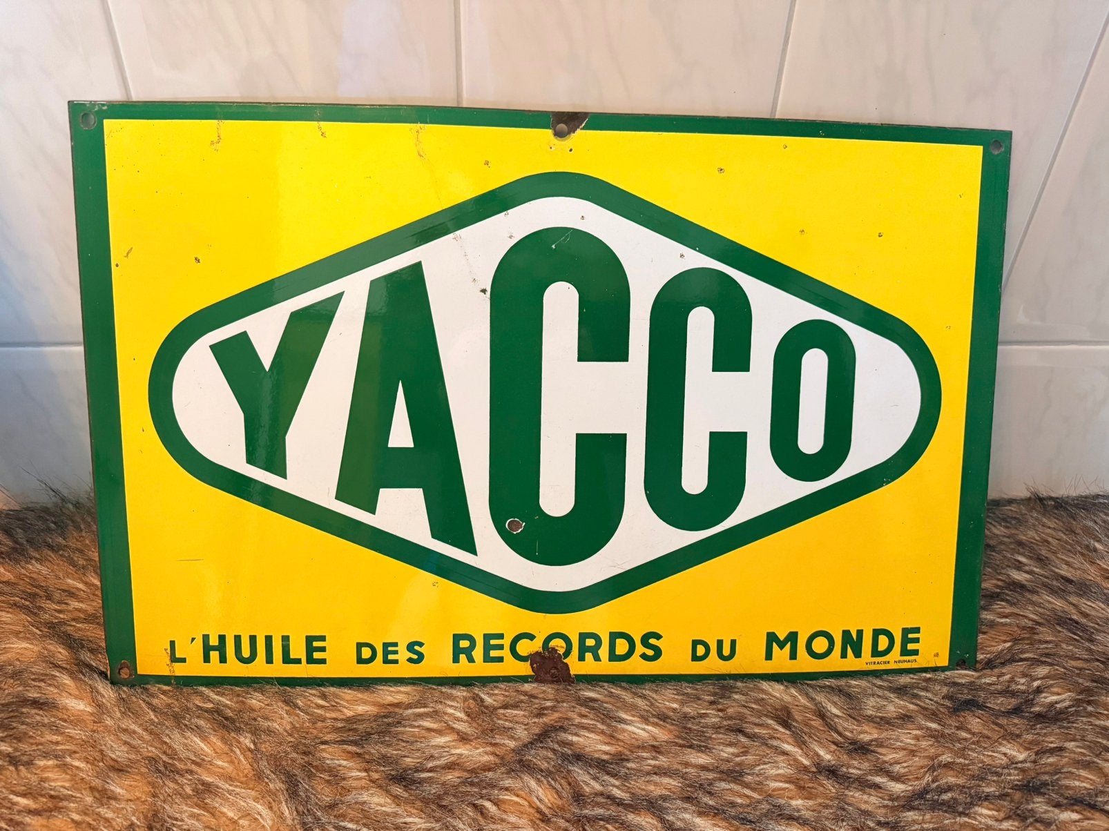 Emaille reclamebord JACCO Motorolie, Verzamelen, Ophalen of Verzenden, Zo goed als nieuw, Reclamebord