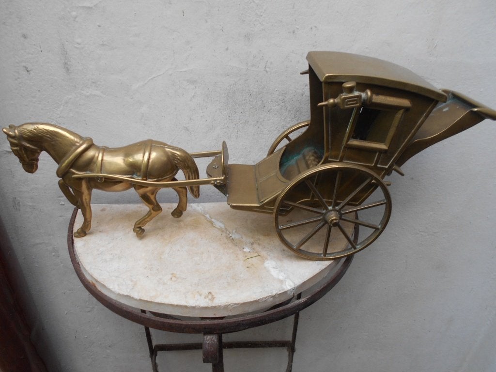 paard met koets   koper, Antiek en Kunst, Ophalen of Verzenden, Handgemaakt