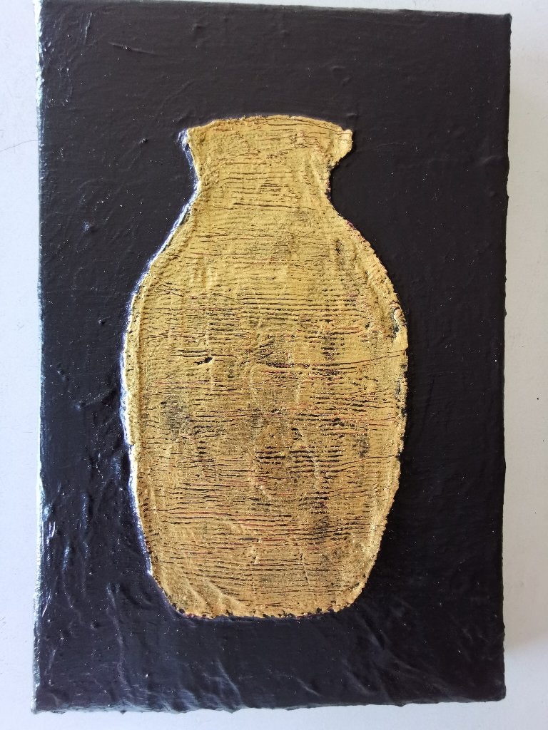De gouden vaas, Antiek en Kunst, Kunst | Schilderijen | Modern, Ophalen, Handgeschilderd, Acrylverf, Stilleven