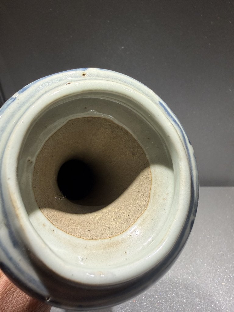 Chinese Blauw-Witte Porseleinen Vaas met Kalligrafie –, Antiek en Kunst, Ophalen of Verzenden