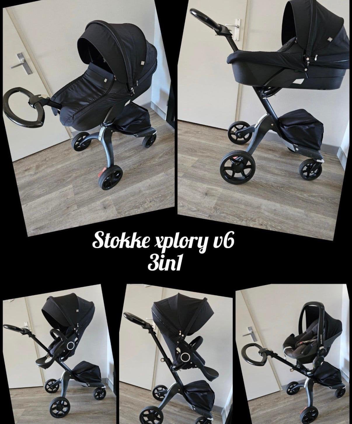 Stokke xplory v6 kinderwagen 3-in-1 set Black edition, Ophalen, Zo goed als nieuw, Kinderwagen