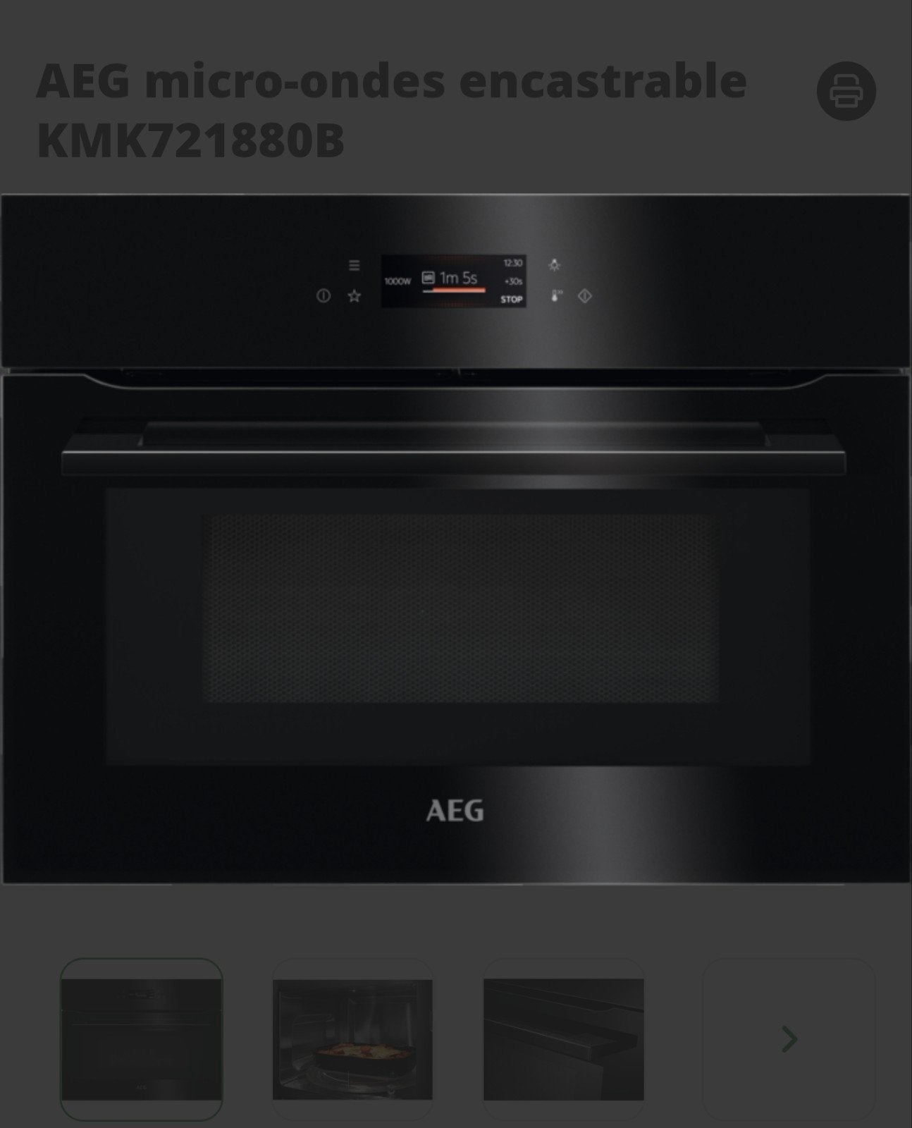 Micro-ondes encastrable AEG 45CM NEUF, Neuf, Four avec gril, AEG, Fonction micro-ondes