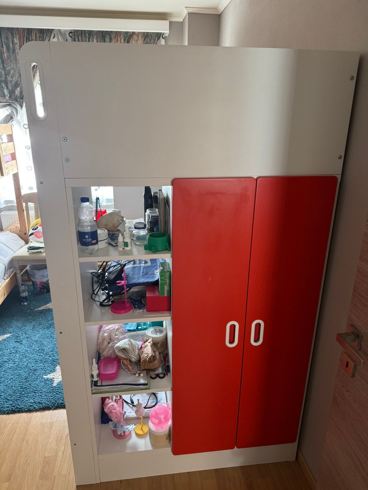 IKEA SMÅSTAD hoogslaper klerenkast+matras+bureau+bureaustoel, Kinderen en Baby's, Ophalen, Zo goed als nieuw, Hoogslaper