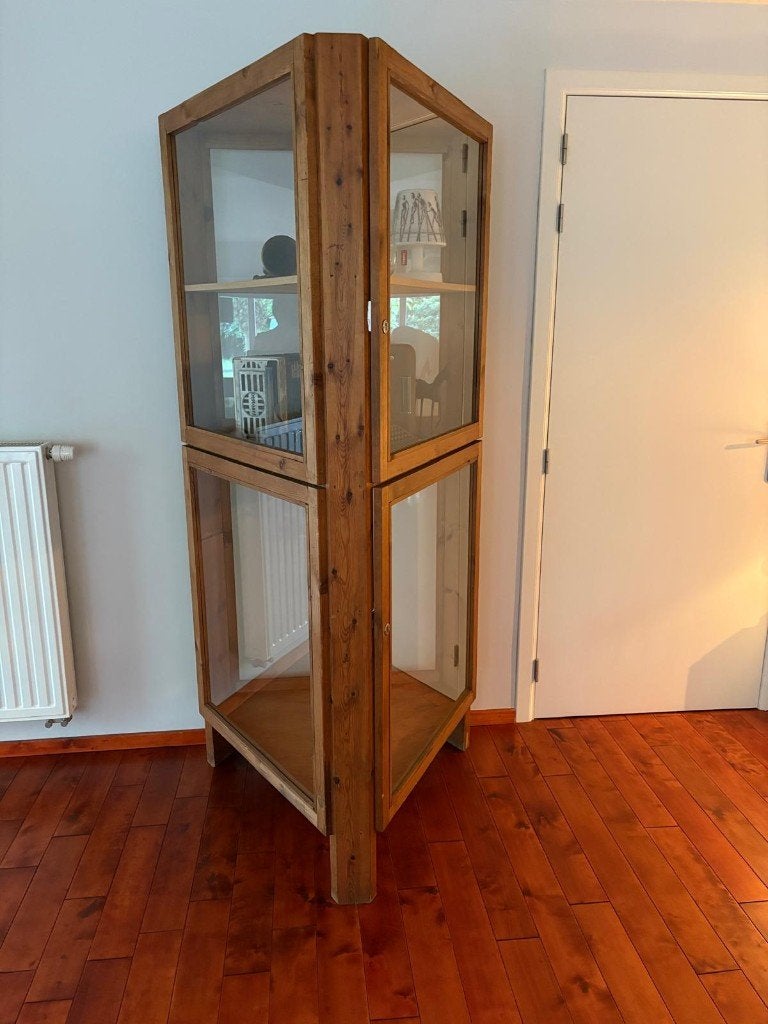 Grenen vitrinekast, Huis en Inrichting, Kasten | Vitrinekasten, Ophalen, 200 cm of meer, 75 cm of meer, 50 tot 100 cm