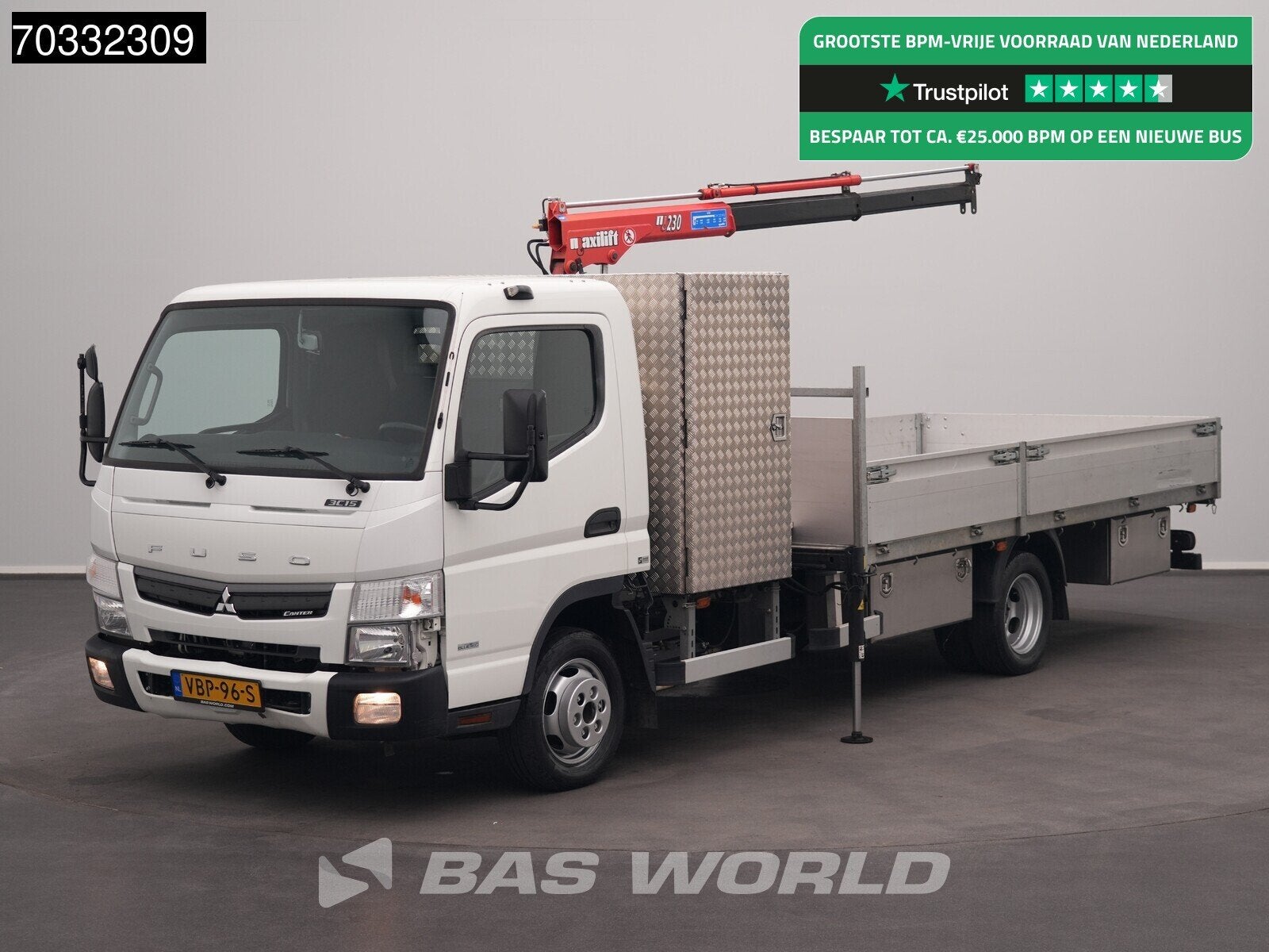 Fuso Canter 3.0L Kraanwagen Maxilift 230.2H Trekhaak Dubbell, 3239 kg, Achat, Entreprise, 3 places