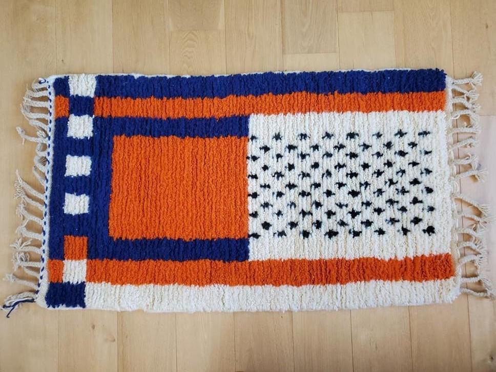 Tapis Berbère Neuf - Pure Laine - 133x77 cm, Maison & Meubles, Enlèvement, Bleu