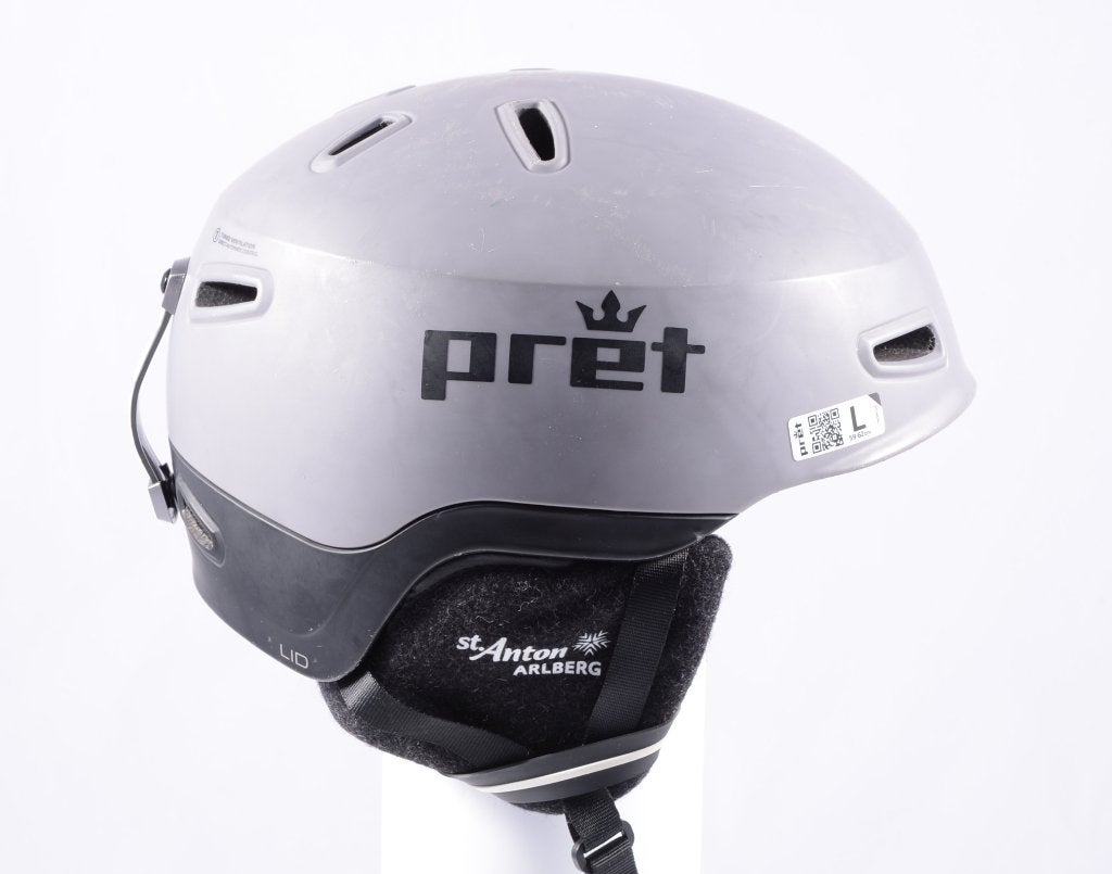 59 60 61 62 cm ski snowboard helm  PRET LID, grey/black, Gebruikt, Verzenden, Overige typen, Carve
