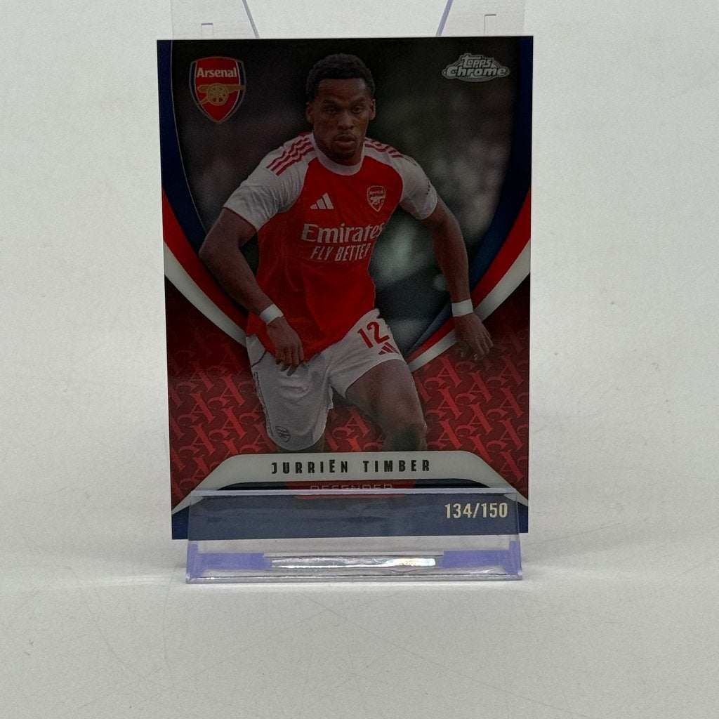 Topps Chrome Arsenal - Jurriën Timber 134/150 Refractor, Ophalen of Verzenden, Zo goed als nieuw, Spelerskaart