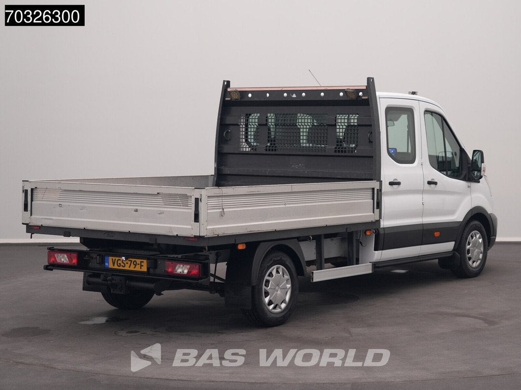Ford Transit 130pk Dubbel Cabine Open Laadbak Trekhaak Navi, Stof, Euro 6, 4 cilinders, Wit