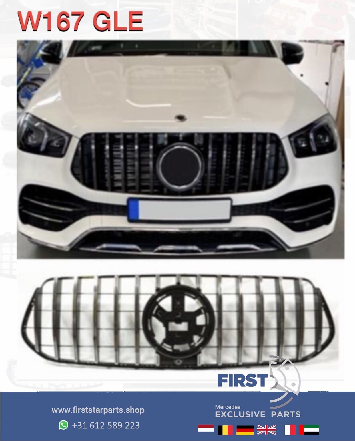 W167 C167 GLE KLASSE AMG GT LINE GRIL 2018-2022 PANAMERCANA, Gebruikt, -, Ophalen of Verzenden, -