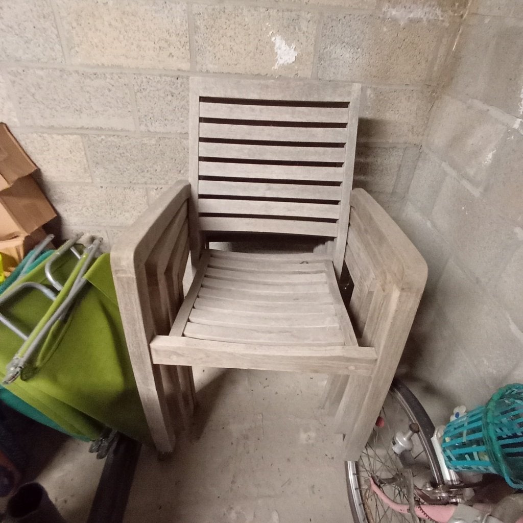 Teakstoelen buiten, Ophalen, Zo goed als nieuw, Hout, Stapelbaar
