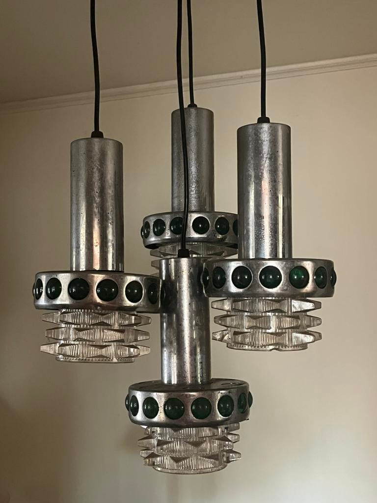 Vintage cascadelamp Massive groen, Sixties, seventies, space age, Gebruikt, 50 tot 75 cm, Ophalen of Verzenden