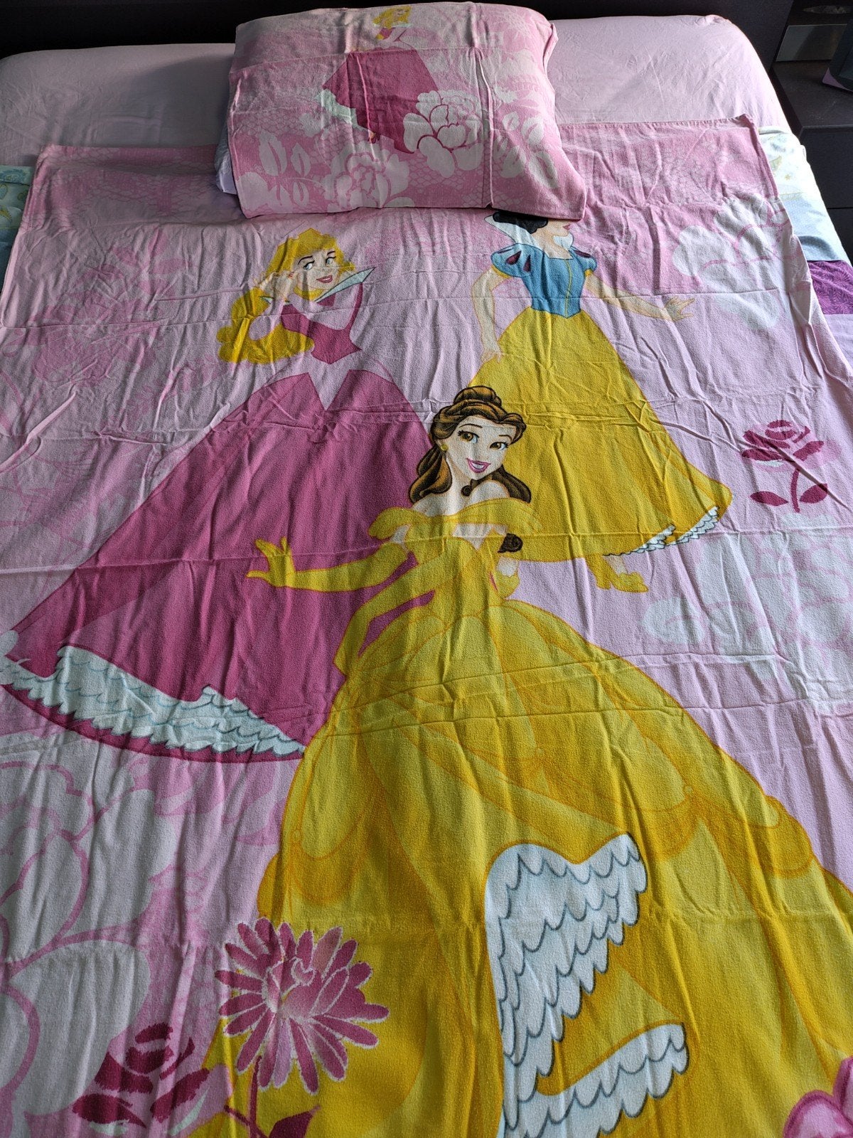Dekbedovertrek, de prinsessen, 1 persoon, flanel, Gebruikt, Overige merken, Meisje, Dubbelzijdig