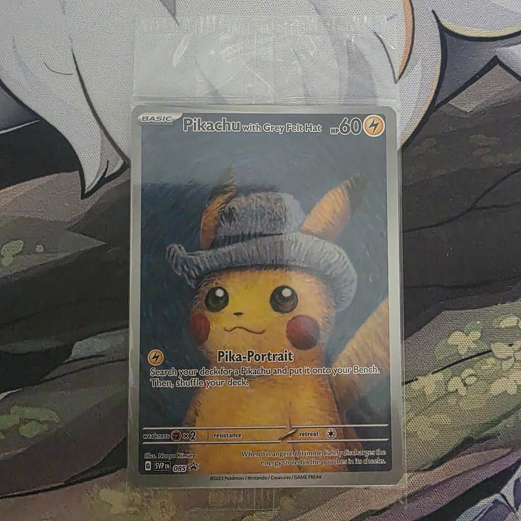 Pikachu grey felt hat Van gogh, Hobby en Vrije tijd, Verzamelkaartspellen | Pokémon, Ophalen of Verzenden