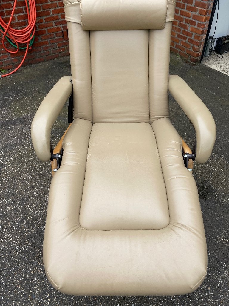 Lederen relax zetel, Huis en Inrichting, Ophalen, Zo goed als nieuw, Beige, Leer