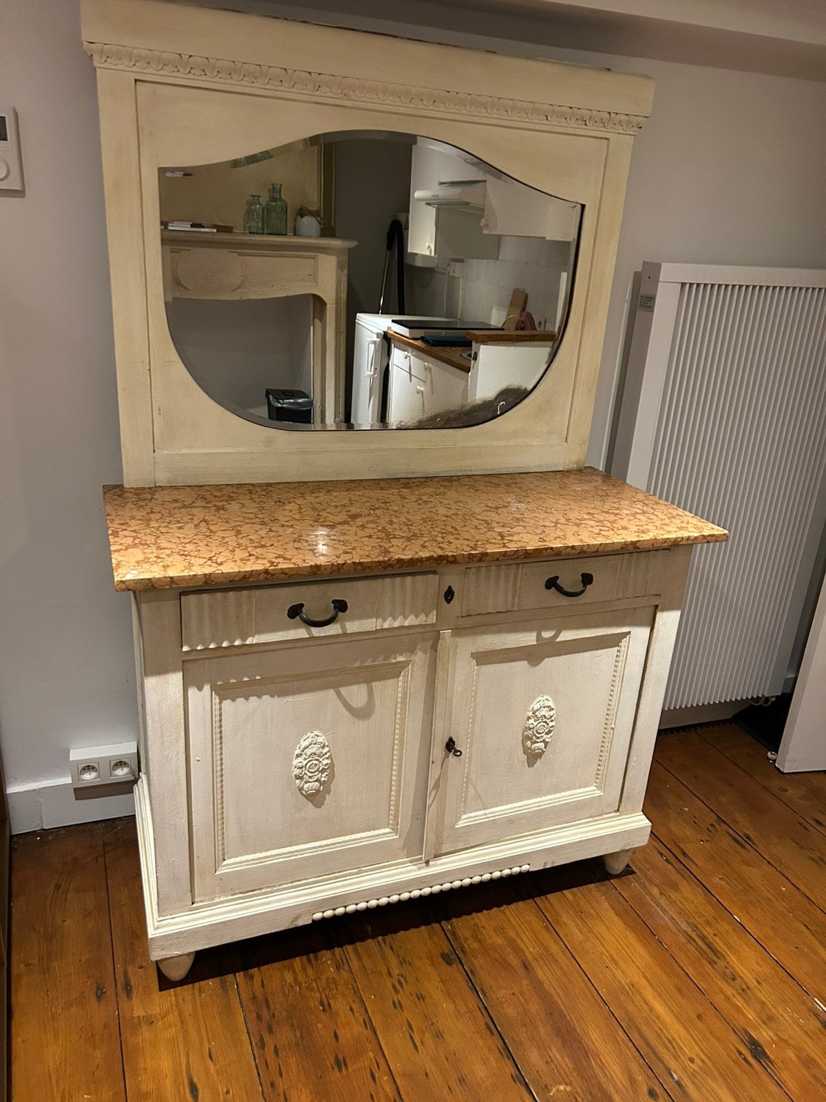 Commode kast met/zonder spiegel, Ophalen, Gebruikt, 100 tot 150 cm, Eikenhout