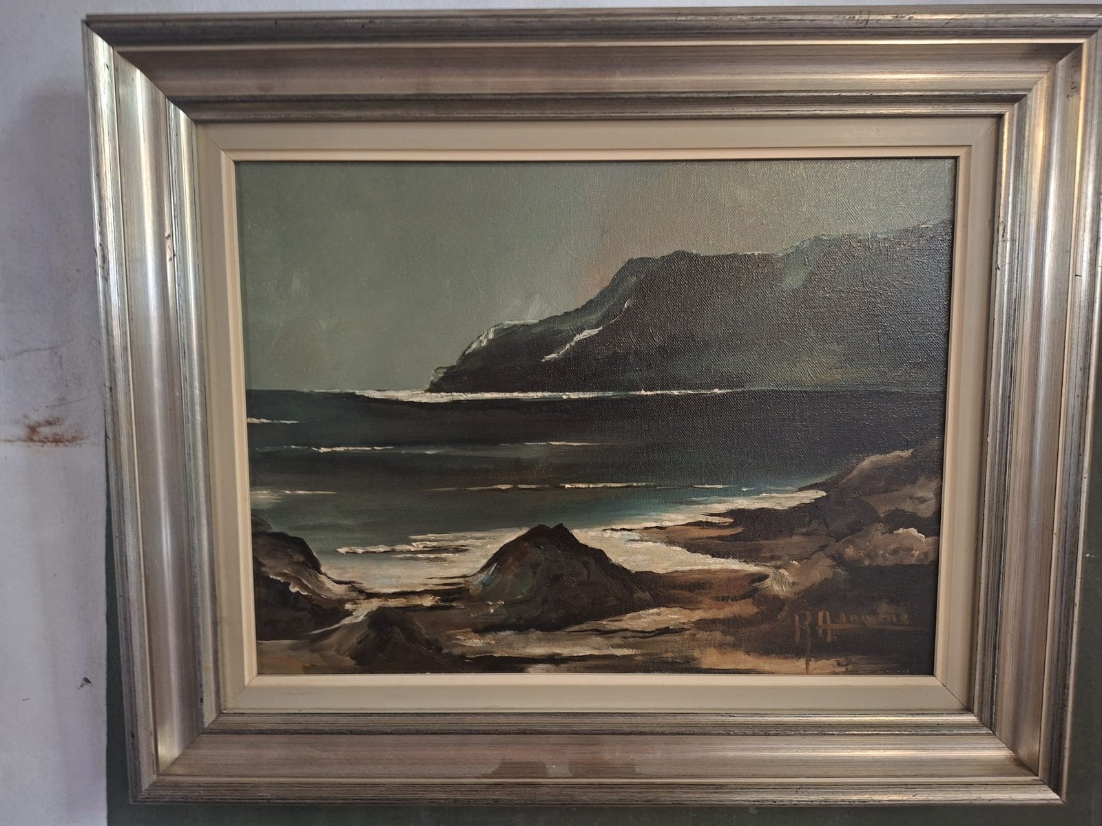 Schilderij ruig kustlandschap, Antiquités & Art, Art | Peinture | Classique, Enlèvement, Maritime / eau