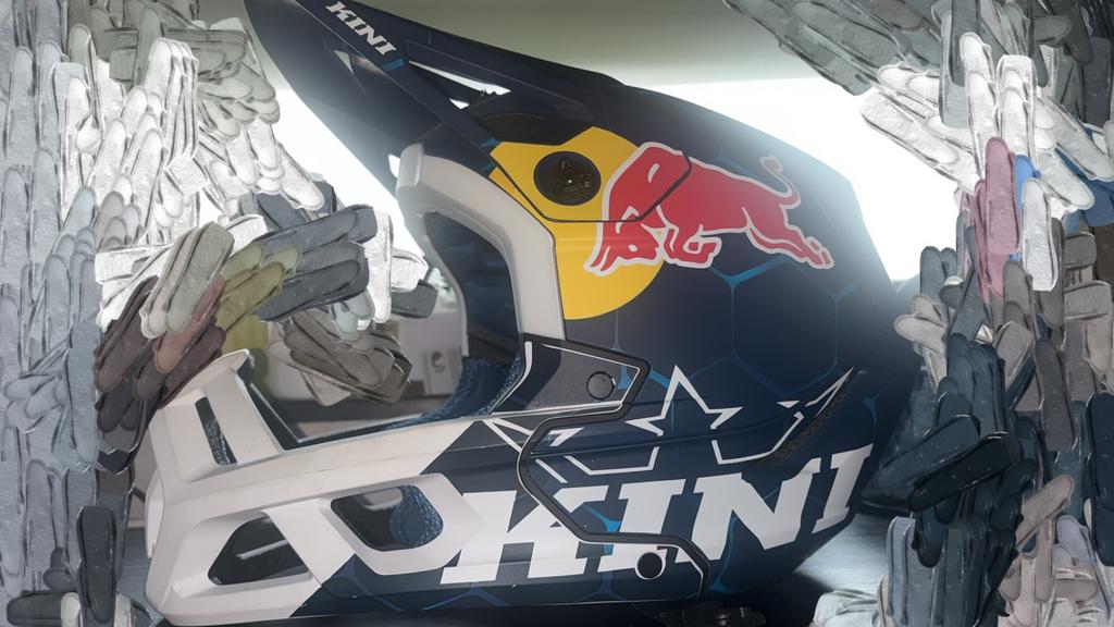 Casque Moto Cross Kini Red Bull EC 1.0 Bleu Blanc, Fietsen en Brommers, Ophalen of Verzenden, Zo goed als nieuw
