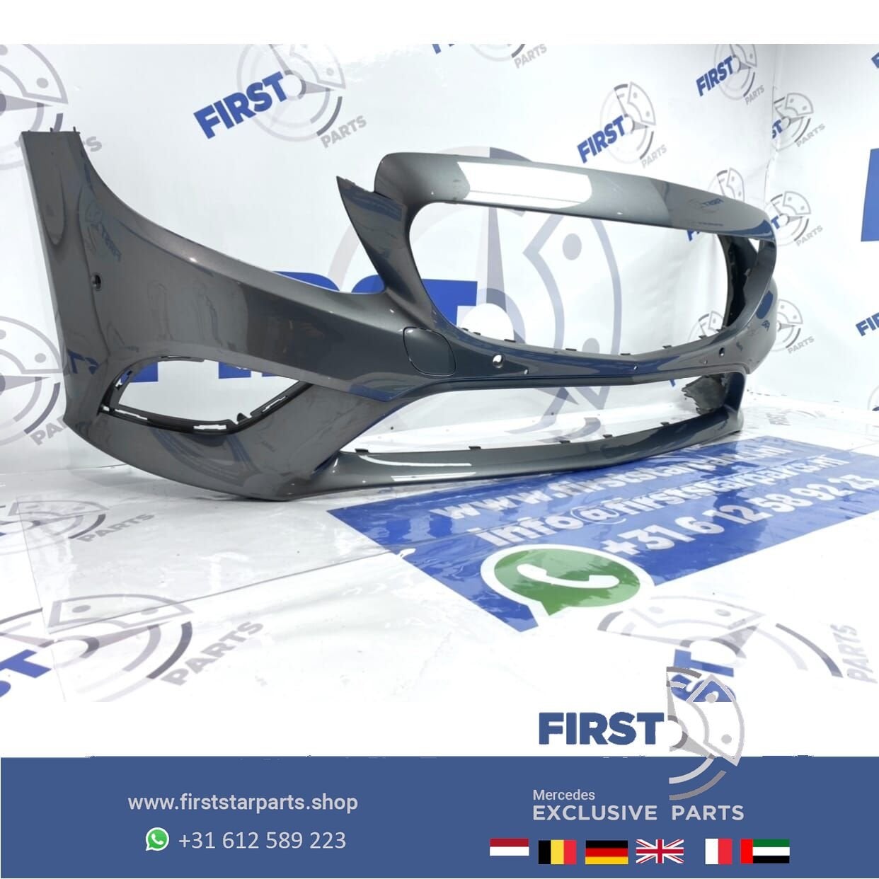 W205 C205 FACELIFT VOORBUMPER GRIJS Mercedes C Klasse bumper, Gebruikt, -, Voor, Ophalen of Verzenden