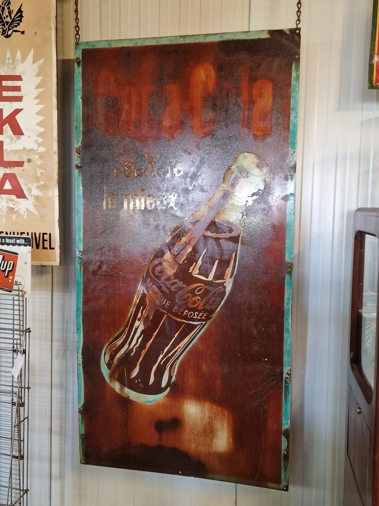 Coca-Cola emaille xxxl reclame bord, Ophalen, Gebruikt, Reclamebord