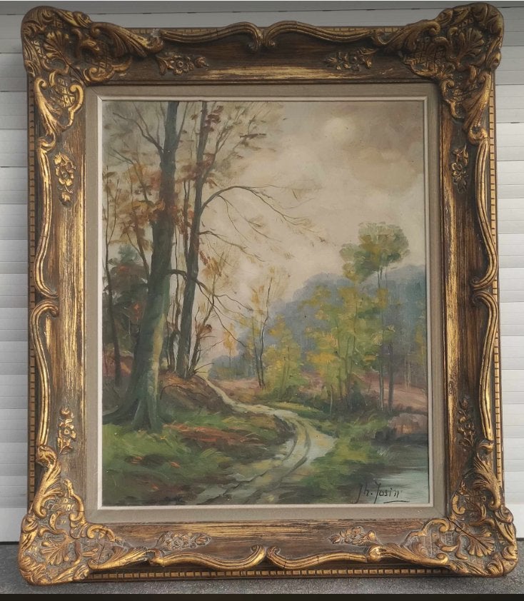 Huile sur toile chemin signe jh jasin, Enlèvement ou Envoi, Toile