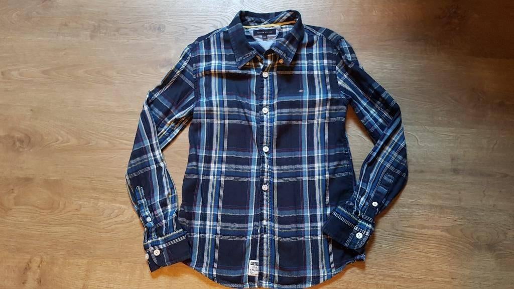 blauw flanellen geruit hemd Tommy Hilfiger maat 140, Kinderen en Baby's, Overhemd of Blouse, Zo goed als nieuw, Jongen, TOMMY  HILFIGER.