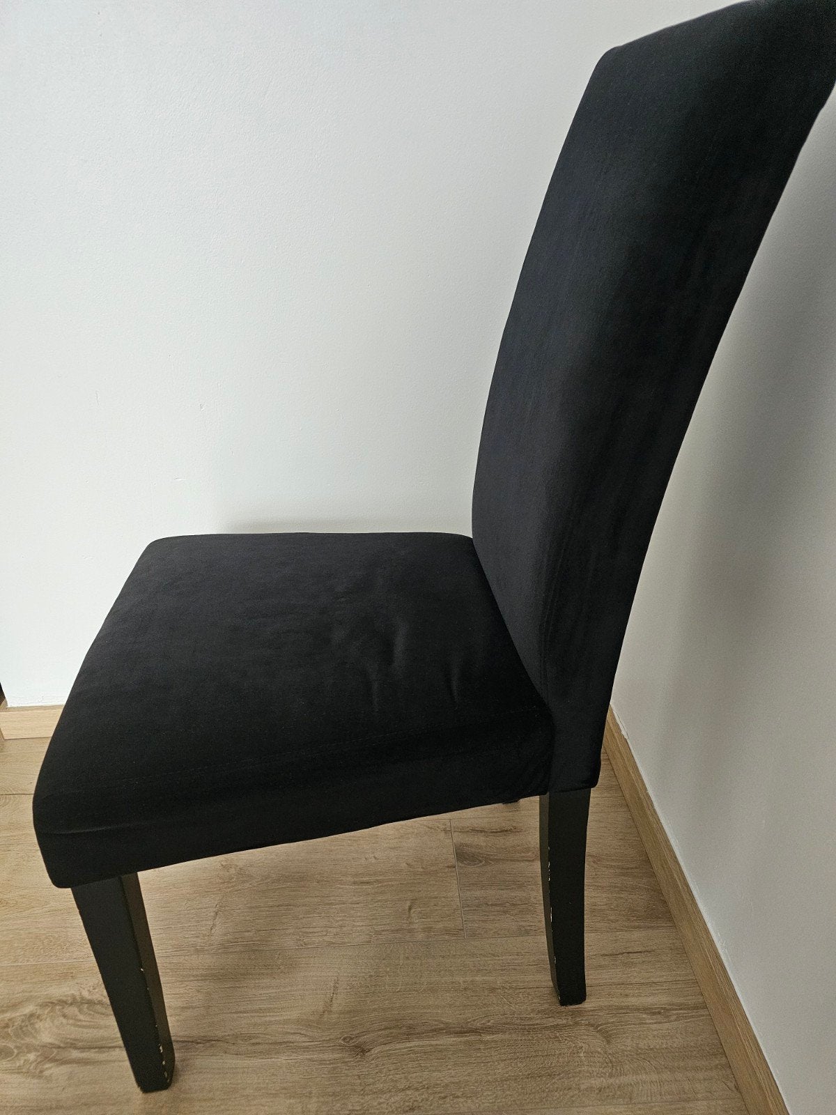 5chaises noir tissus velours extensible (daim) à 15€/chaise, Enlèvement, Noir
