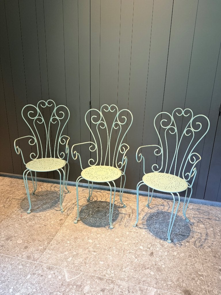 Vintage Tuinstoelen, Maison & Meubles, Chaises, Franse stijl, Autres couleurs, Enlèvement, Métal