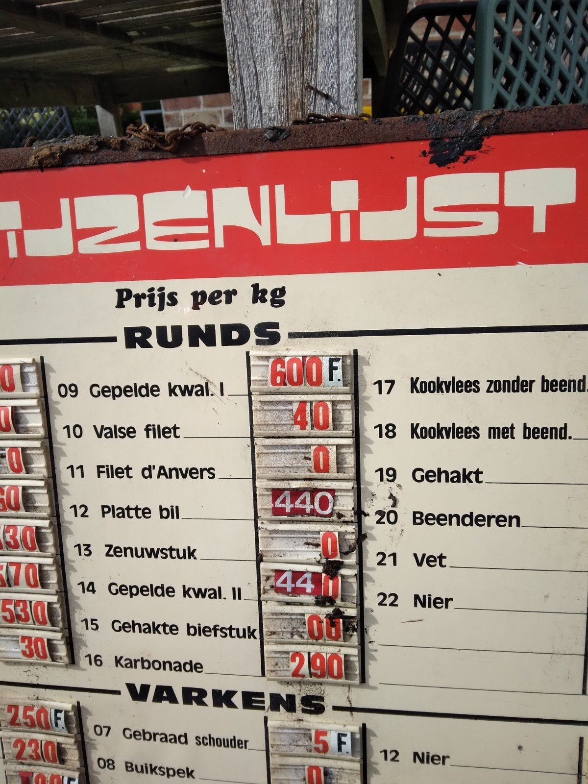 antieke prijzenlijst uit oude slagerij, Ophalen