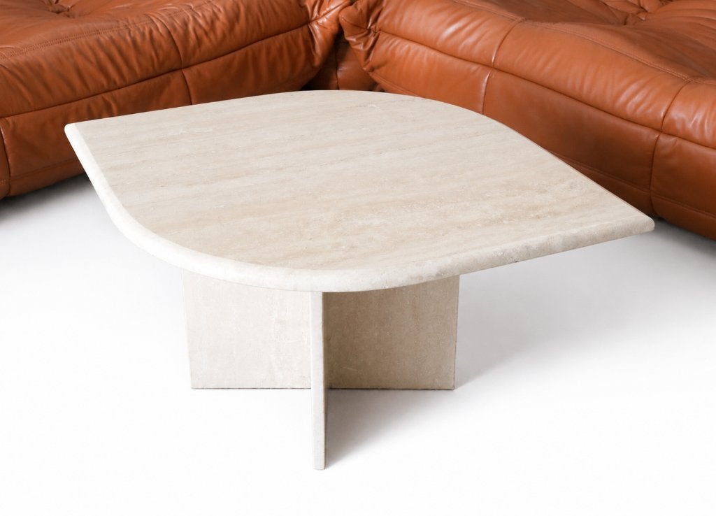 Vintage Salontafel - Travertine Coffee / Side Table Italy, Enlèvement