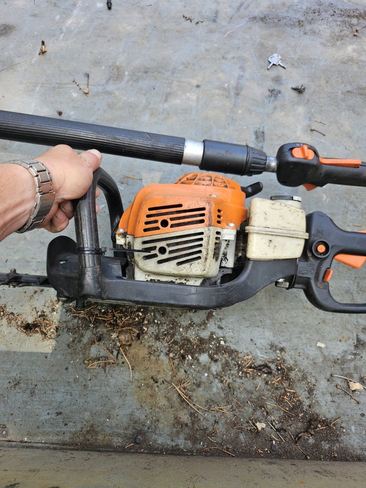 Stihl kettingzaag op steel, heggenschaar en bosmaaier, Enlèvement, Utilisé, Stihl