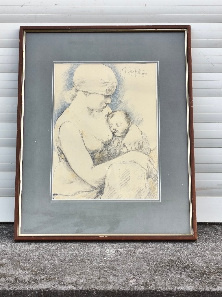 lithographie maternite signe armand rassenfosse, Enlèvement ou Envoi, Lithographie