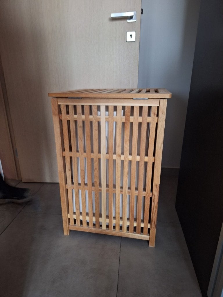 wasmand in teak, Huis en Inrichting, Ophalen, Zo goed als nieuw, Wasmand